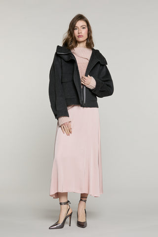 Cappotto LOVELYSA corto manica lunga con tasche toppa più cappuccio più zip più snap