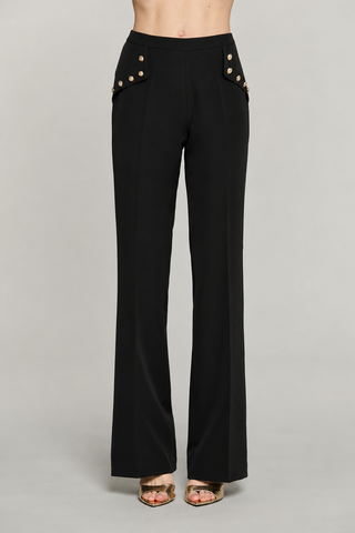 Pantalone MAKED vita alta con pattine con bottoni
