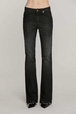 Panta SCHIFFER_BLACK v.media 5 ts flaire fit con logo strass tasche denim