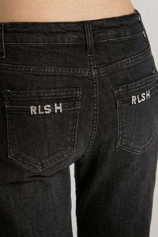Panta SCHIFFER_BLACK v.media 5 ts flaire fit con logo strass tasche denim