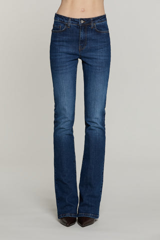 Panta SCHIFFER_BLUE v.media 5 ts flaire fit con logo strass tasche denim