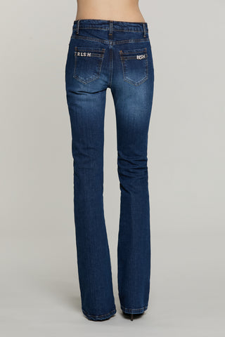 Panta SCHIFFER_BLUE v.media 5 ts flaire fit con logo strass tasche denim