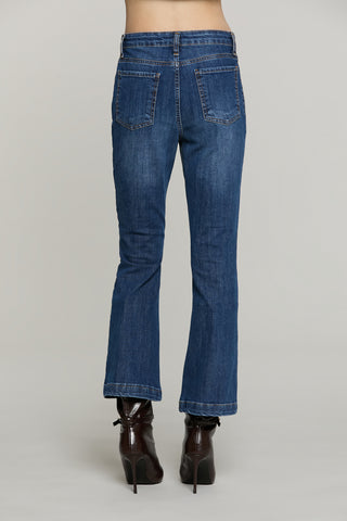 Panta PALENCIA_CROP vita alta con passanti punta più dettaglio bottoni denim