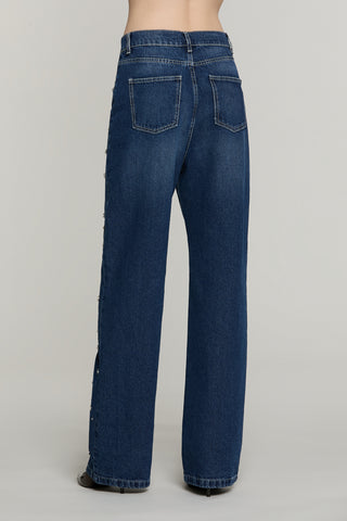 Panta GISELLE_BLUE v.media 5 ts loose fit con castoni più pietre denim blue