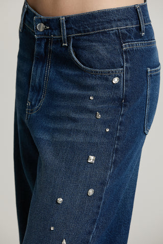 Panta GISELLE_BLUE v.media 5 ts loose fit con castoni più pietre denim blue