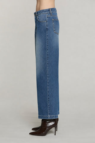 Panta ELLELONG_BLUE_SNZ vita media straight fit 5 ts denim blue