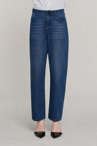 Panta CARLA_BLUE_SNZ vita media baggy fit denim blue