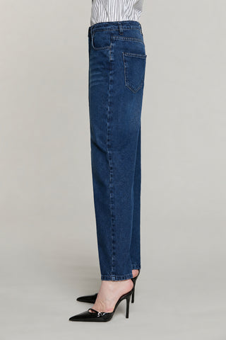 Panta CARLA_BLUE_SNZ vita media baggy fit denim blue