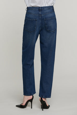 Panta CARLA_BLUE_SNZ vita media baggy fit denim blue