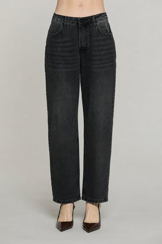 Panta CARLA_BLACK_SNZ vita media baggy fit denim b