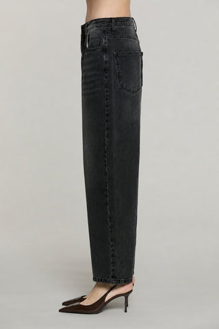 Panta CARLA_BLACK_SNZ vita media baggy fit denim b