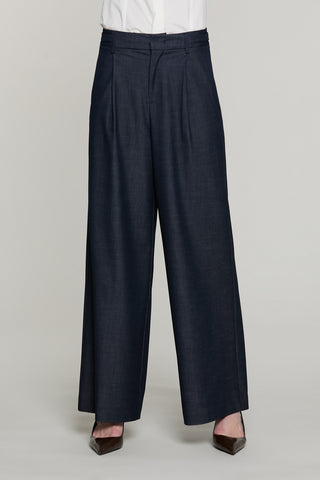 Panta SOUL vita alta con alette più pinces più ts francesi più filetto denim