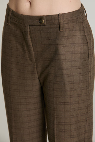 Panta OSTENDO_B vita alta con elastico più ts francesi più filetto quadri più lurex