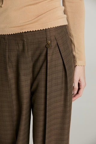 Panta TREMITI vita alta palazzo con pinces più tasche quadri lurex
