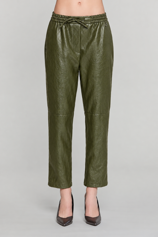 Pantalone ATTILY vita alta con elastico più coulisse più tasche ecopelle
