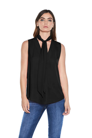 SAMBER_A S/M v-neck blouse with pleat and sash 