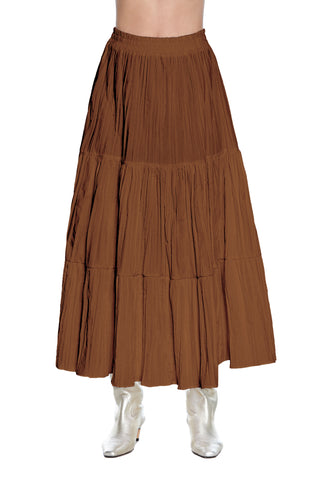 NIBBON long skirt with elastic and pleated effect flounces 