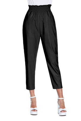 SOGGU high-waisted trousers with smocking plus eco-leather pockets 