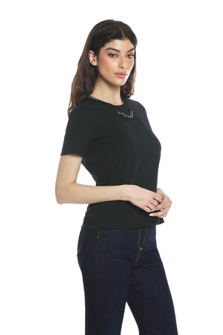 KAFFIRLIME half sleeve t-shirt with rhinestone necklace/laces