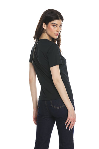 KAFFIRLIME half sleeve t-shirt with rhinestone necklace/laces