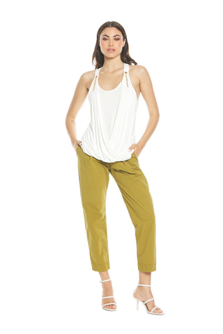 AGAP top with crossover neckline with rings and pendants plus georgette insert