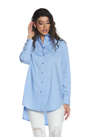 AFRODI long asymmetric long sleeve shirt with logo embroidery