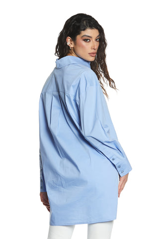 AFRODI long asymmetric long sleeve shirt with logo embroidery