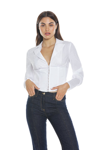 Camicia FORTUNA manica lunga con ganci più punto smok schiena effetto corsetto