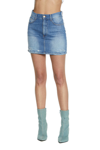 KENDALL_2 short 5-pocket skirt with blue denim tears