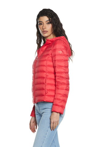 NONCI long sleeve down jacket with hood plus zip plus pockets plus superlight bag