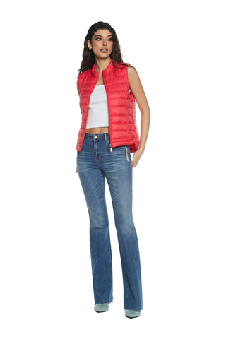 GYALANA sleeveless down jacket with zip plus pockets plus drawstring plus superl asymmetric bag