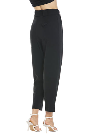 SETMU high-waisted capri trousers with pleats, belt loops and pockets