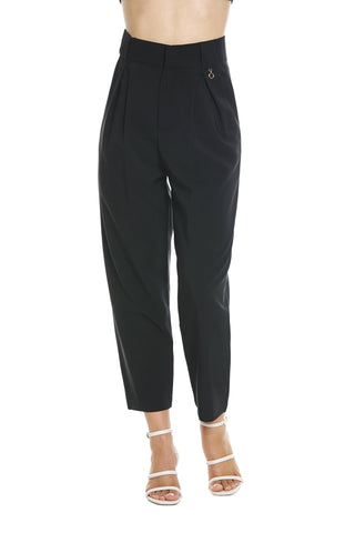 SETMU high-waisted capri trousers with pleats, belt loops and pockets
