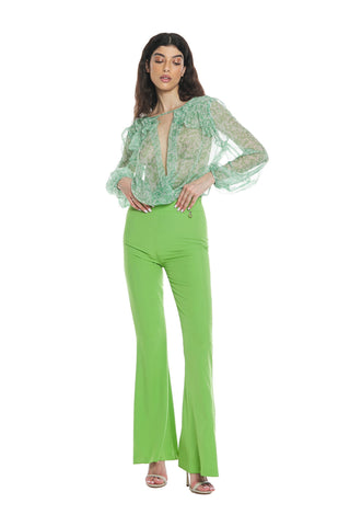 TARAZED high-waisted flared trousers with peplum and zip