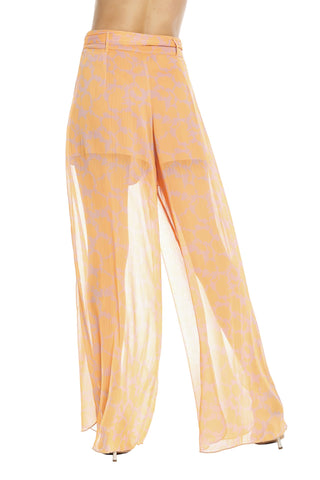 MUREST high waist wide leg trousers with flower patterned belt