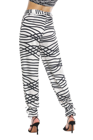 VENERAS high-waisted trousers with elastic plus belt plus laces at the bottom with ethnic pattern