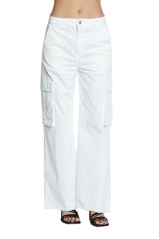 TYRA_1 high waist trousers with fringed cargo fit gabardine