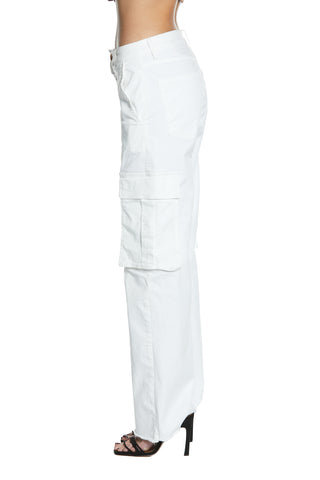 TYRA_1 high waist trousers with fringed cargo fit gabardine