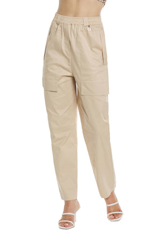GEA high-waisted trousers with elastic plus pockets and flaps