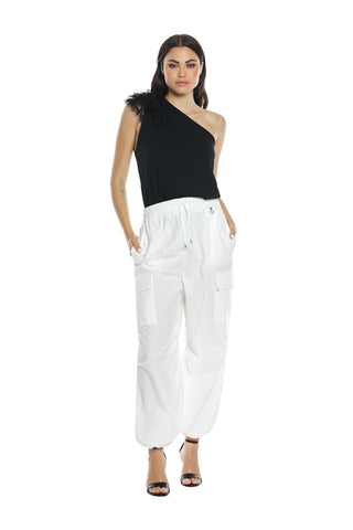 EMIMORFITE high-waisted trousers with elastic plus drawstring plus large pockets with elastic bottom