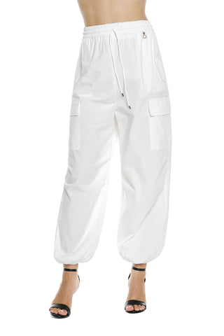 EMIMORFITE high-waisted trousers with elastic plus drawstring plus large pockets with elastic bottom