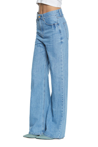 GISELLE_2 medium waist 5 pocket loose fit blue denim trousers