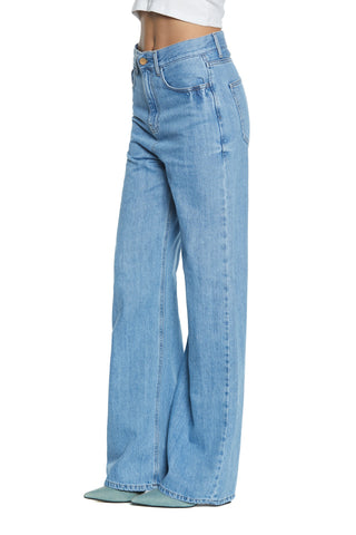 Panta GISELLE_2 vita media 5tasche  loose fit denim blu