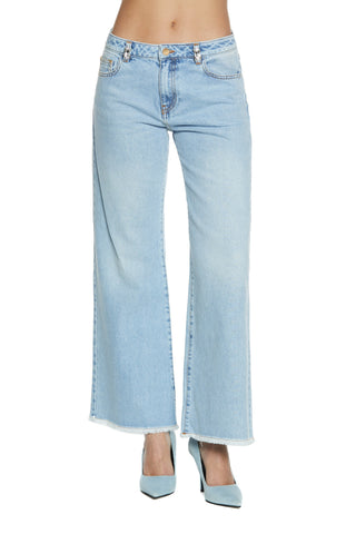 ELLE_22a medium size 5-pocket trousers with jewel appl. plus frang. straight fit d.blue
