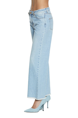 ELLE_22a medium size 5-pocket trousers with jewel appl. plus frang. straight fit d.blue