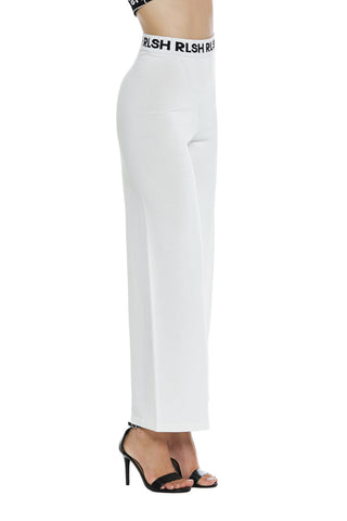 ANTIMONITE high-waisted palazzo trousers with logo strap