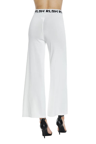 ANTIMONITE high-waisted palazzo trousers with logo strap