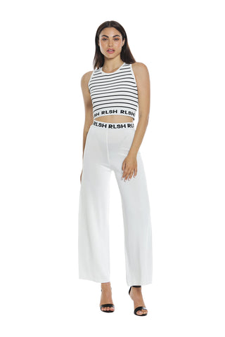 ANTIMONITE high-waisted palazzo trousers with logo strap