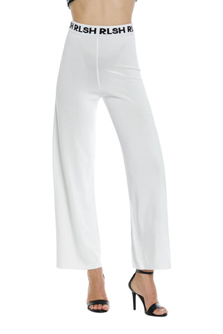 ANTIMONITE high-waisted palazzo trousers with logo strap