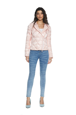 KATE_2l high waisted 4 pocket trousers with all over logo print slim fit denim blue
